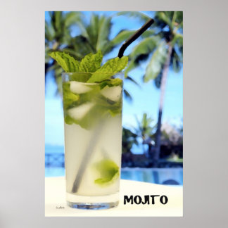 Reproduction d'art peinte au couteau sur le Mojito Poster