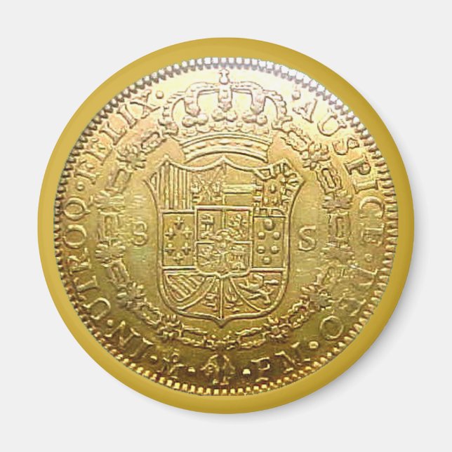 Reproduction Spanska Guld Doubloon Svan Reproducti Magnet (Framsidan)