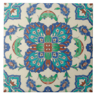Reproduktion av Blommönstret art nouveau China Kakelplatta