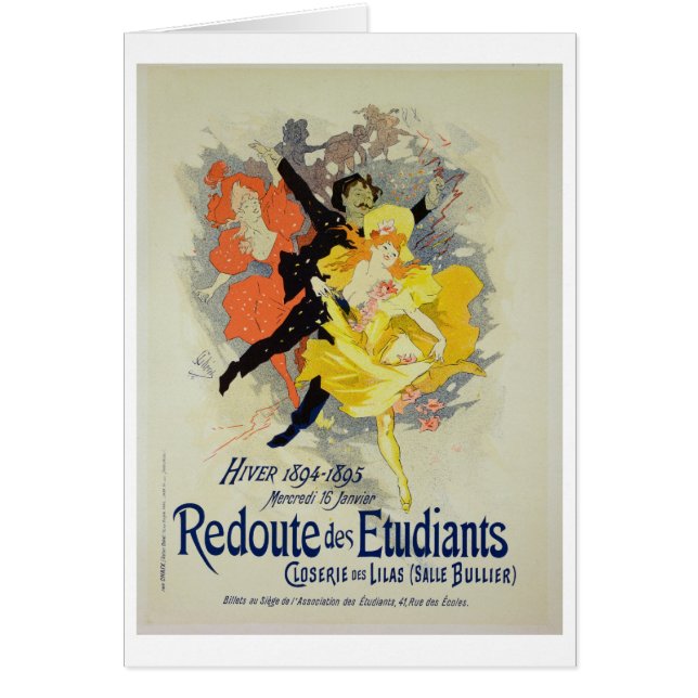 Reproduktion av en affischadvertizing 'en student hälsningskort (Framsidan)