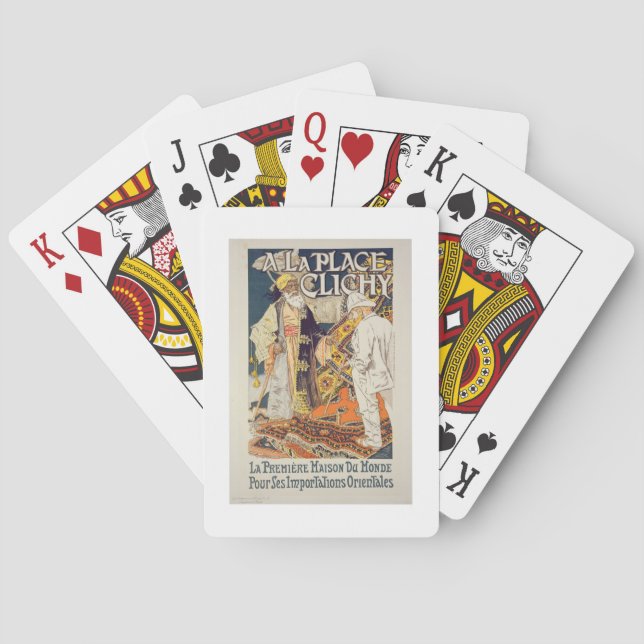 Reproduktion av en affischadvertizing 'ett spelkort (Baksidan)