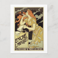 Reproduktion av en poster reklam "Marquet Bläck"