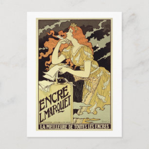 Reproduktion av en poster reklam "Marquet Bläck" Vykort