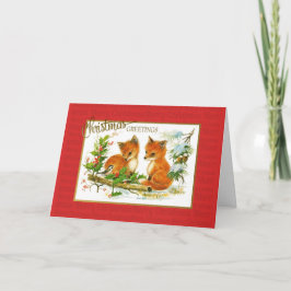 Reproduktion av Vintagen för julhälsningar Foxes Kort