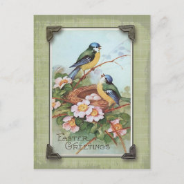 Reproduktion av Vintagen Påsk Hälsning Blue Bird Helg Vykort