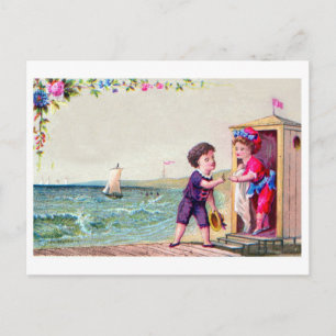 Reproduktion av vykort för vintage Beach