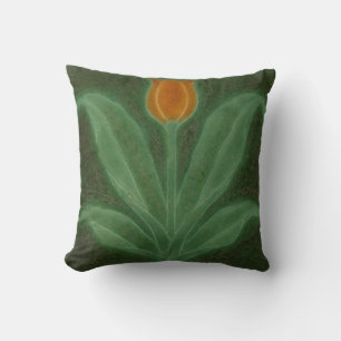 Reproduktion Gul Grön Tulpan Art Nouveau Kakelplat Kudde