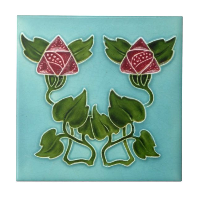 Reproduktionsantikviteten för art nouveau AN080 Kakelplatta (Framsidan)