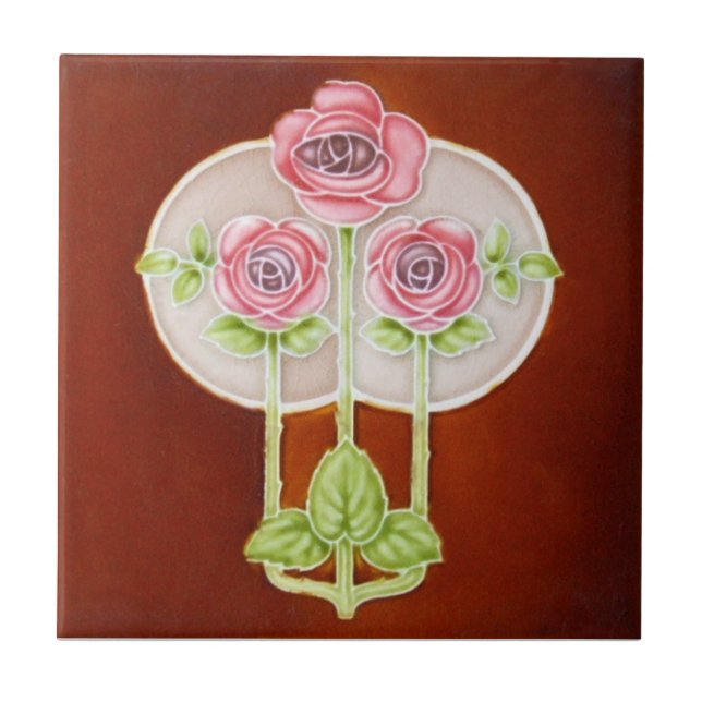 Reproduktionsantikviteten för art nouveau AN121 Kakelplatta (Framsidan)