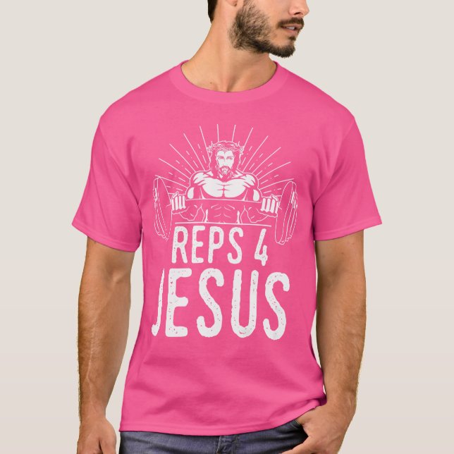Reps 4 Jesus Christian Gym T Shirt (Framsida)
