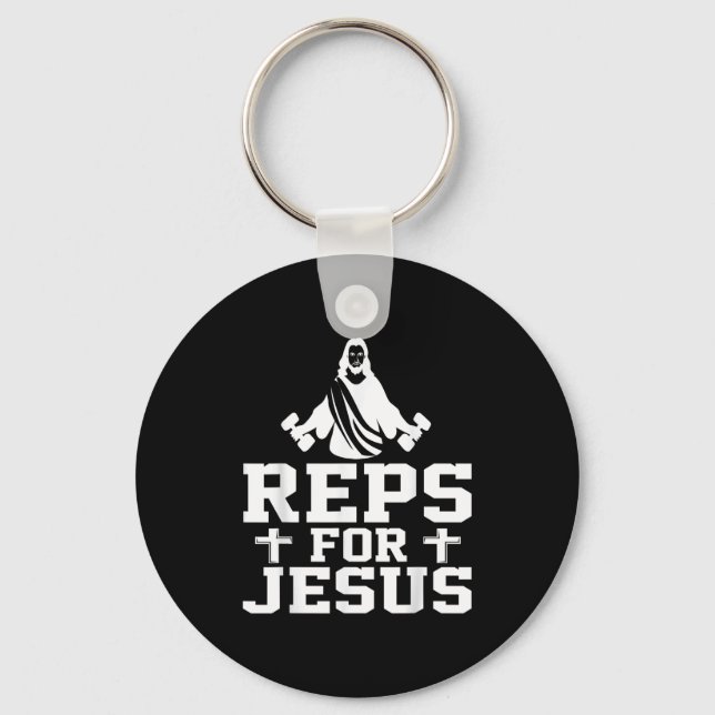 Reps For Jesus Funny Christian Gym Fitness Biceps  Nyckelring (Framsida)