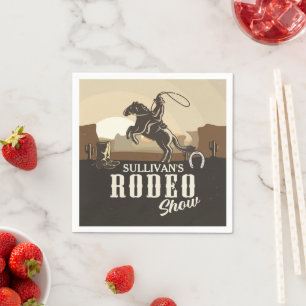 Repsnurrande Uppvisning av Cowboy Rodeo - Personli Pappersservett