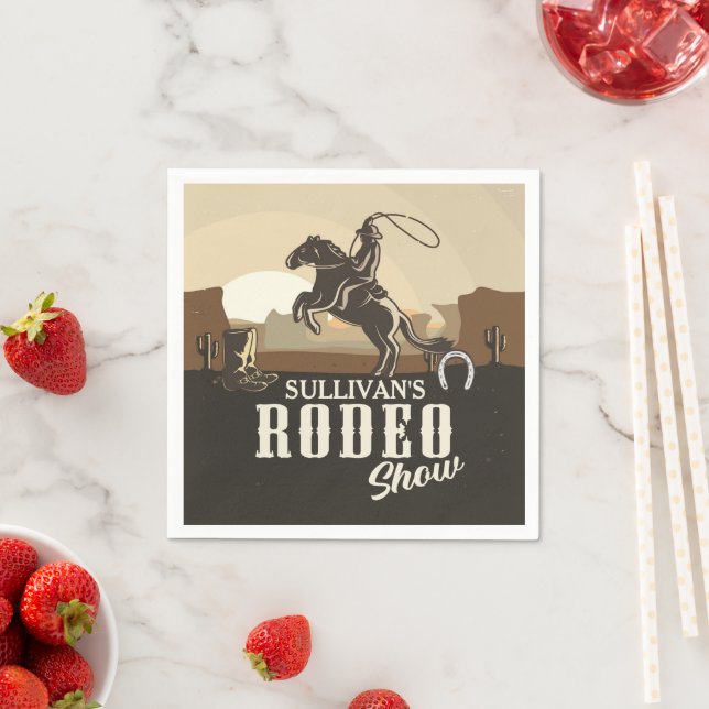 Repsnurrande Uppvisning av Cowboy Rodeo - Personli Pappersservett (Insitu)