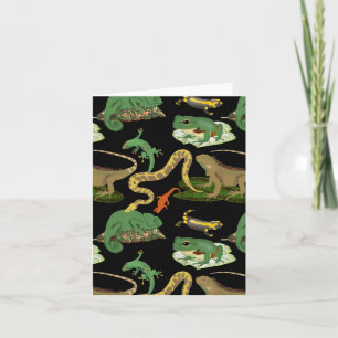 Reptil, Lizards och Amphibians Mönster Kort