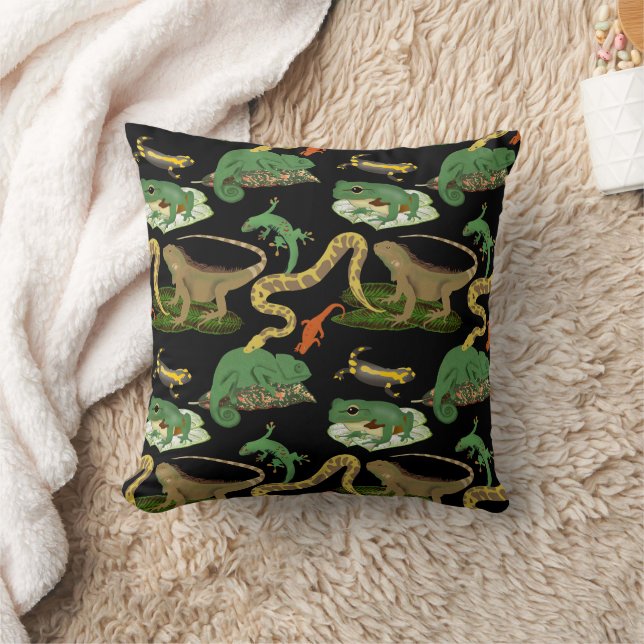 Reptil, Lizards och Amphibians Mönster Kudde (Filt)