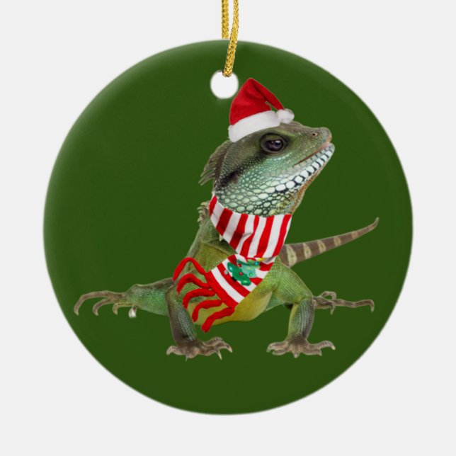 Reptil med liten skafts jul julgransprydnad keramik (Framsidan)