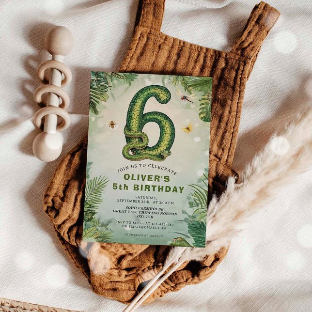 Reptile 6th Birthday Snake Boy Invitation Inbjudningar (Skapare uppladdad)