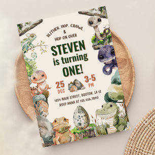 Reptile Barns födelsedag Party Inbjudningar