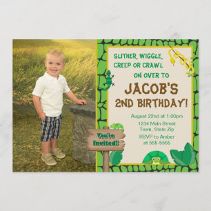 Reptile Birthday-inbjudan: Lizard Snake Inbjudan