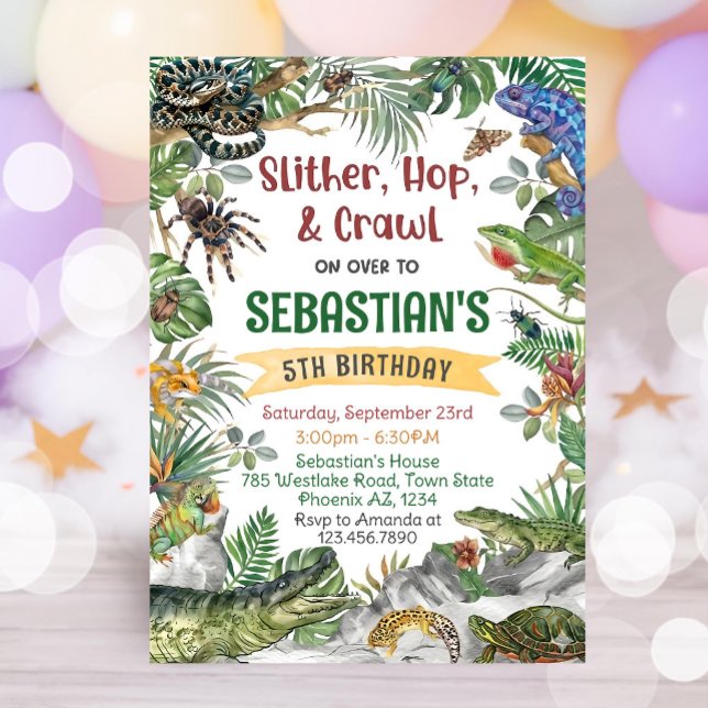 Reptile Birthday Invitation Template, Customizable Inbjudningar (Skapare uppladdad)