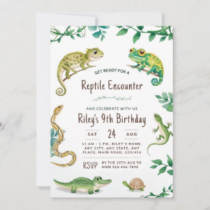 Reptile Birthday Snake Party Inbjudan Digital Inbj