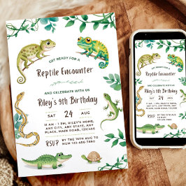 Reptile Birthday Snake Party Inbjudan Digital Inbj