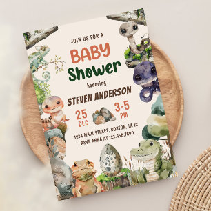 Reptile Boy Pojke Shower Inbjudningar