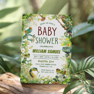 Reptile Boy Pojke Shower Inbjudningar