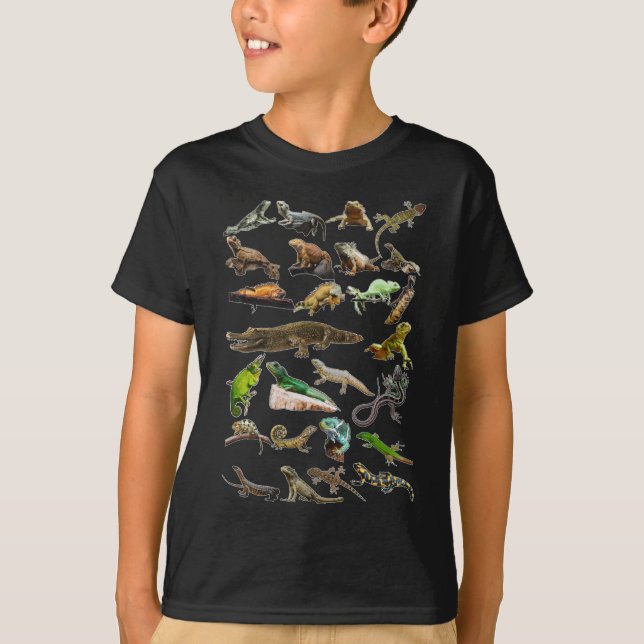 Reptile Collage Lizard Gecko Bearded Dragon T Shirt (Framsida)