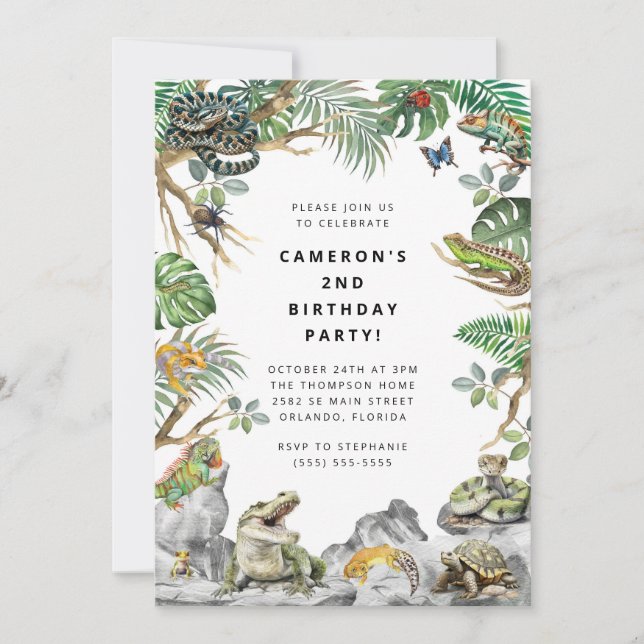 Reptile Slither Crawl Snake Turtle Birthday  Inbjudningar (Framsida)