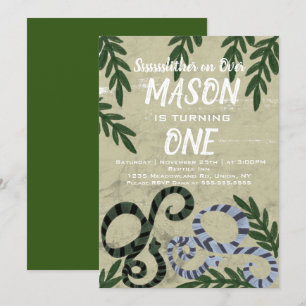 Reptile Snake Zoo Tropical Födelsedagsfest Inbjudningar