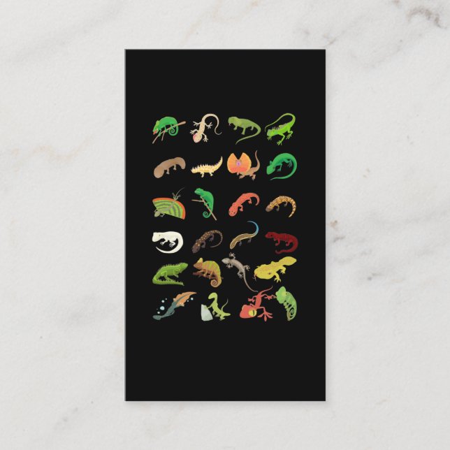 Reptile Types Cute Gecko Lizard Visitkort (Framsida)