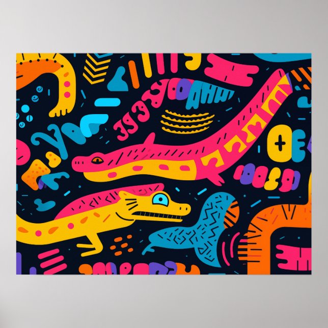Reptiler i vibrerande färg Poster (Framsidan)