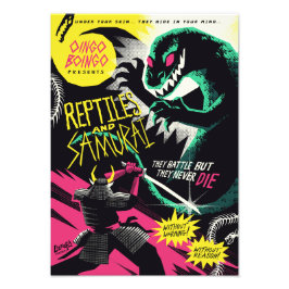 Reptiles and samurai art print fototryck