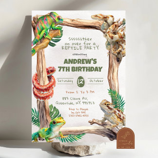 Reptiles Boy Birthday Inbjudningar
