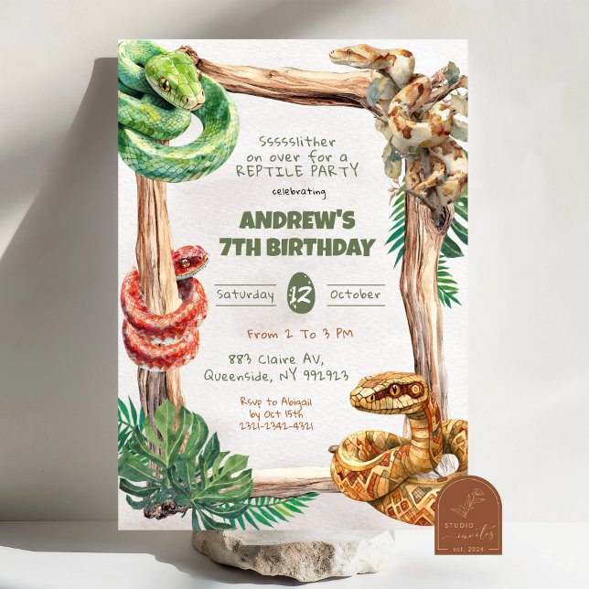 Reptiles Snakes Boy Birthday-inbjudan Inbjudningar (Skapare uppladdad)
