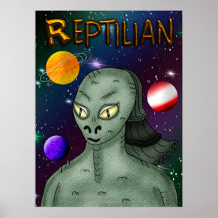 Reptilian Alien med Rymden Poster