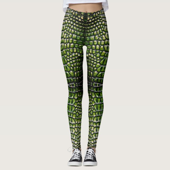 Reptilian Crokodile Alligator Skin Mönster Leggings (Framsida)