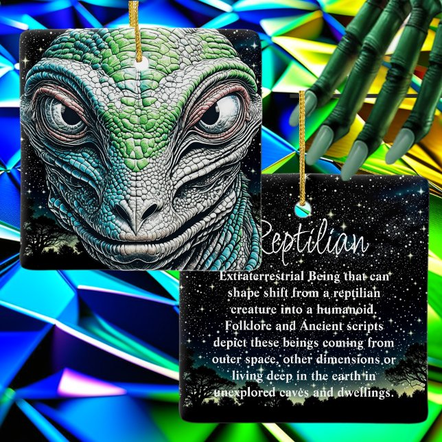 Reptilian Lizard Man Alien Extraterrestrial Julgransprydnad Keramik (Skapare uppladdad)