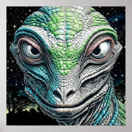 Reptilian Lizard Man Alien Extraterrestrial Poster
