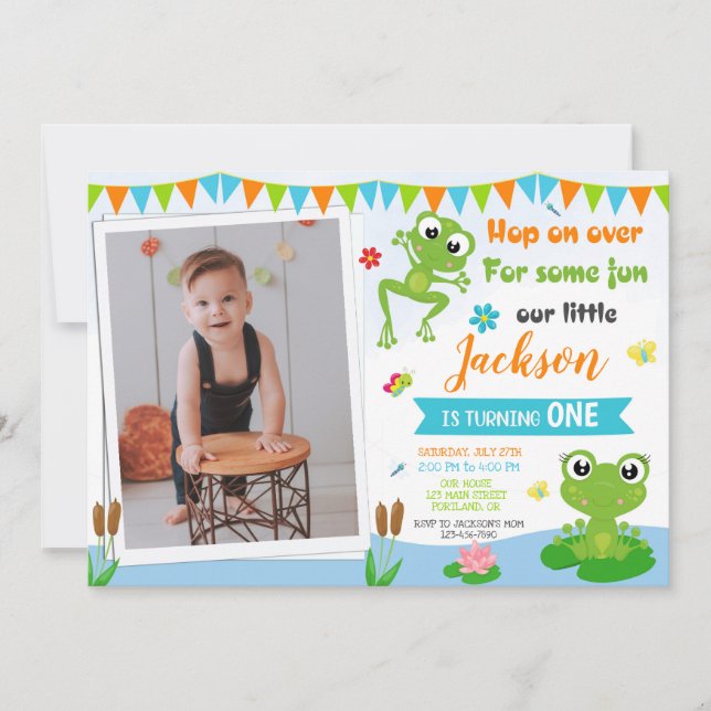 Reptilinbjudan för fotofrys födelsedag inbjudningar (Framsida)