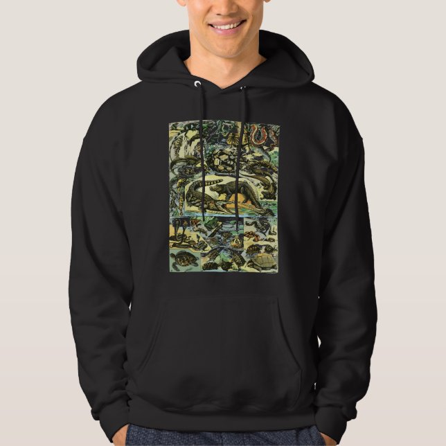 Reptilsamlingsschema Sköldpadda Orm Art Vin Hoodie (Framsida)