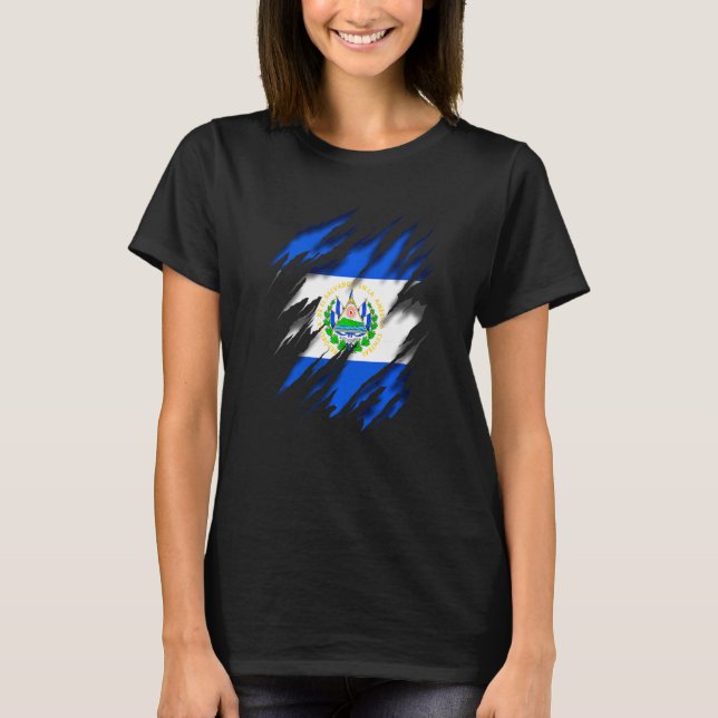 Republica De El Salvador Flagga T Shirt (Framsida)