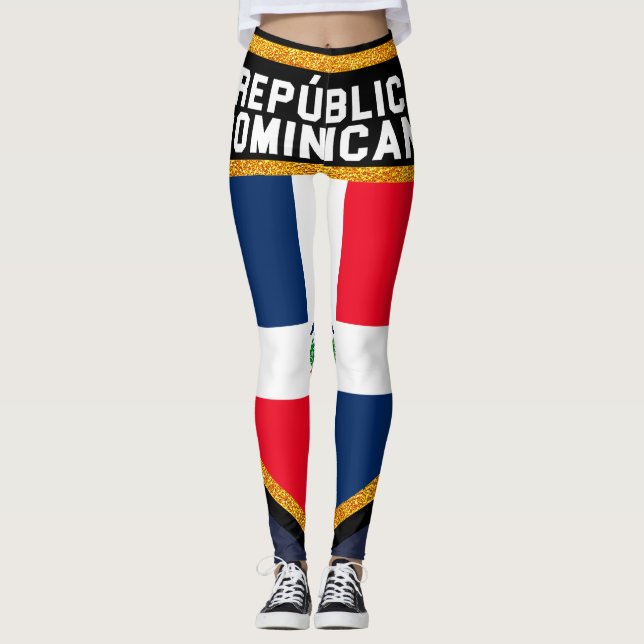 República Dominicana Flagga Leggings (Framsida)