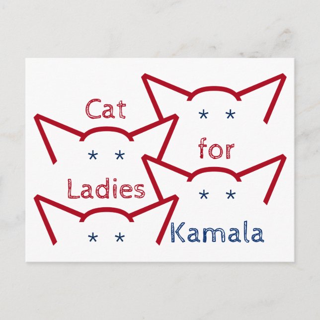 Republican Cat Dam för Kamala Harris Öron ASCII Vykort (Framsida)
