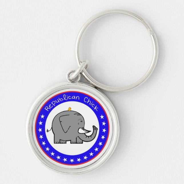 republican chick-nyckelkedja rund silverfärgad nyckelring (Framsidan)