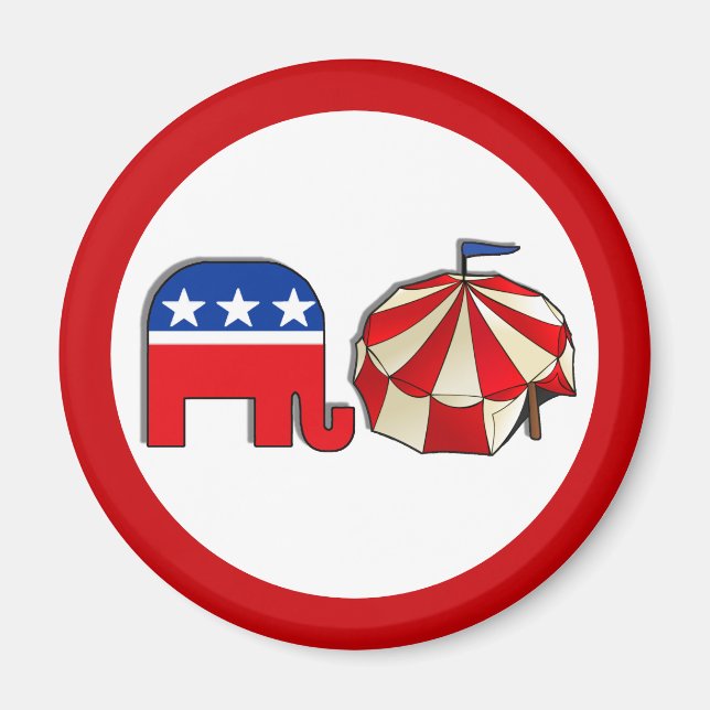 Republican Circus Elephant och Tält Magnet (Framsidan)