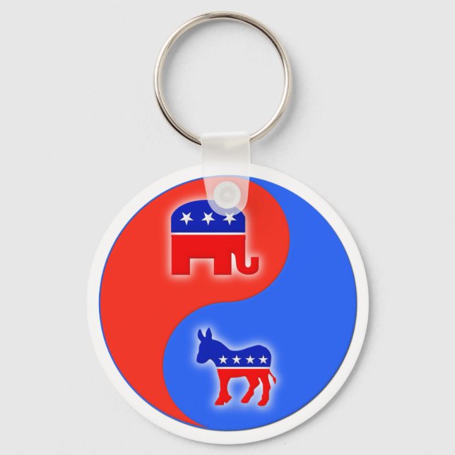 Republican/Democrat Yin/Yang Nyckelring (Framsida)