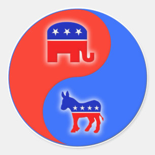 Republican/Democrat Yin/Yang Runt Klistermärke