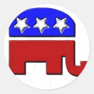 Republican Elephant Logotyp Runt Klistermärke